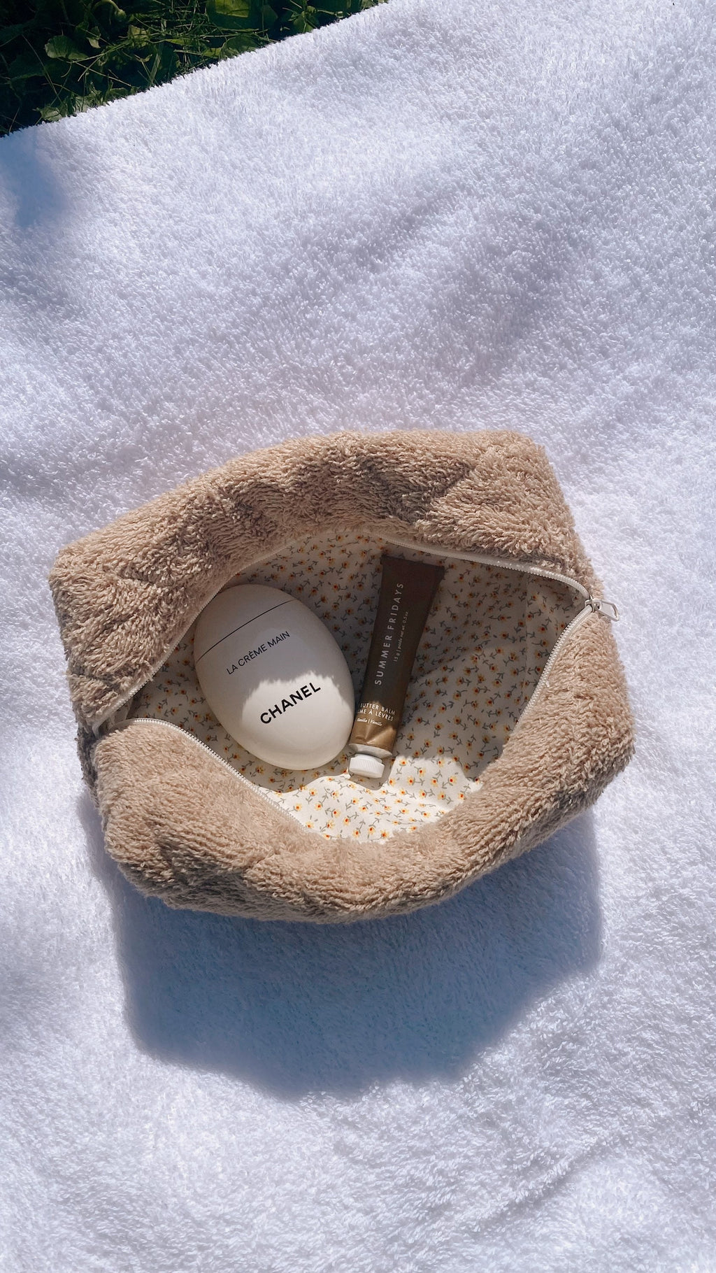 CAMEL TEDDY + FLORAL MAKE-UP BAG-AYJAY
