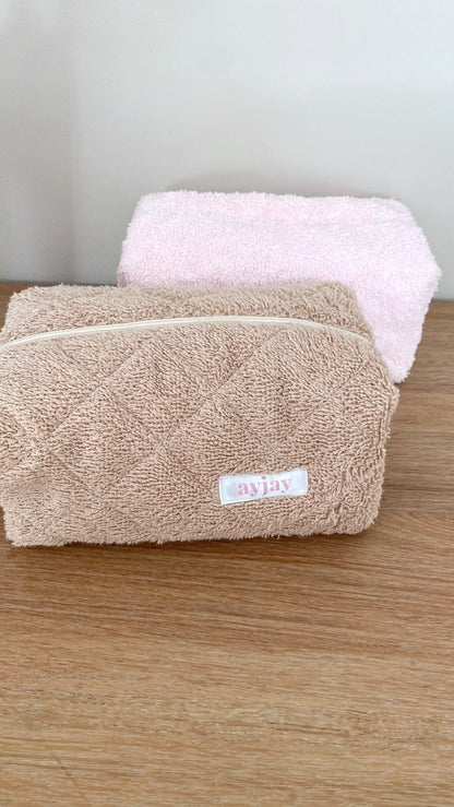 CAMEL TEDDY + FLORAL MAKE-UP BAG-AYJAY