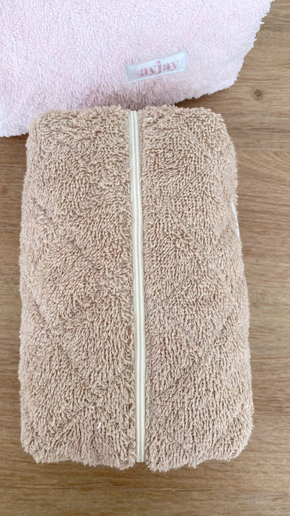 CAMEL TEDDY + FLORAL MAKE-UP BAG-AYJAY
