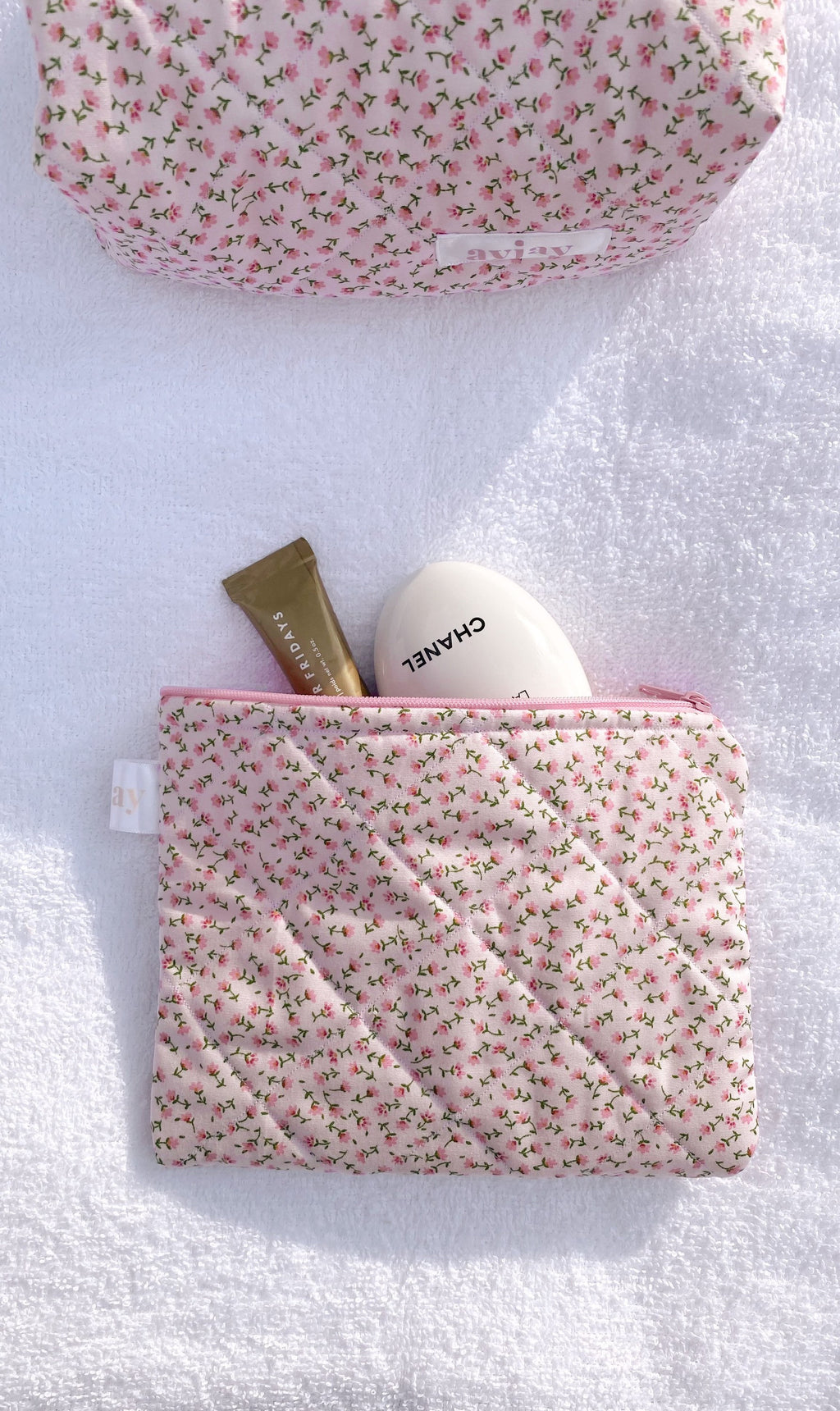 CUTE PINK FLORAL MAKEUP PURSE POUCH BAG