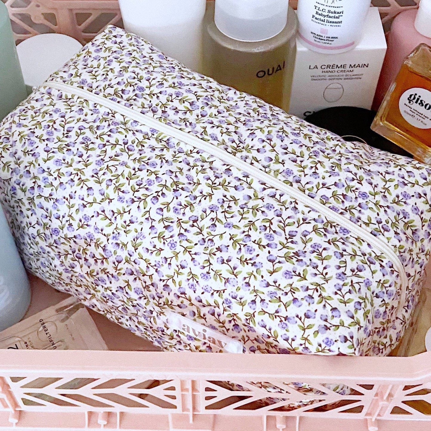 LAVENDER FLORAL MAKE-UP BAG-AYJAY