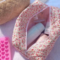 RED FLORAL CUTE PINK MAKEUP BAG TOILETRY TRAVEL 