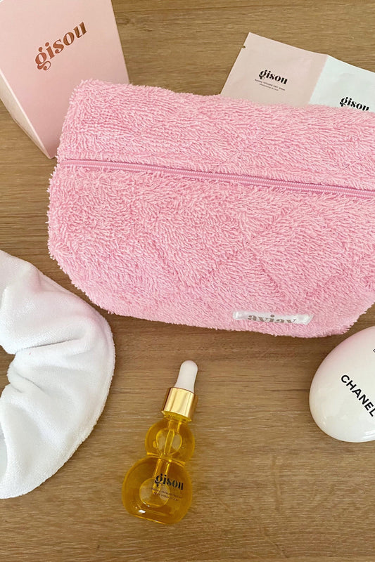 PINK TEDDY + FLORAL MAKE-UP BAG-AYJAY