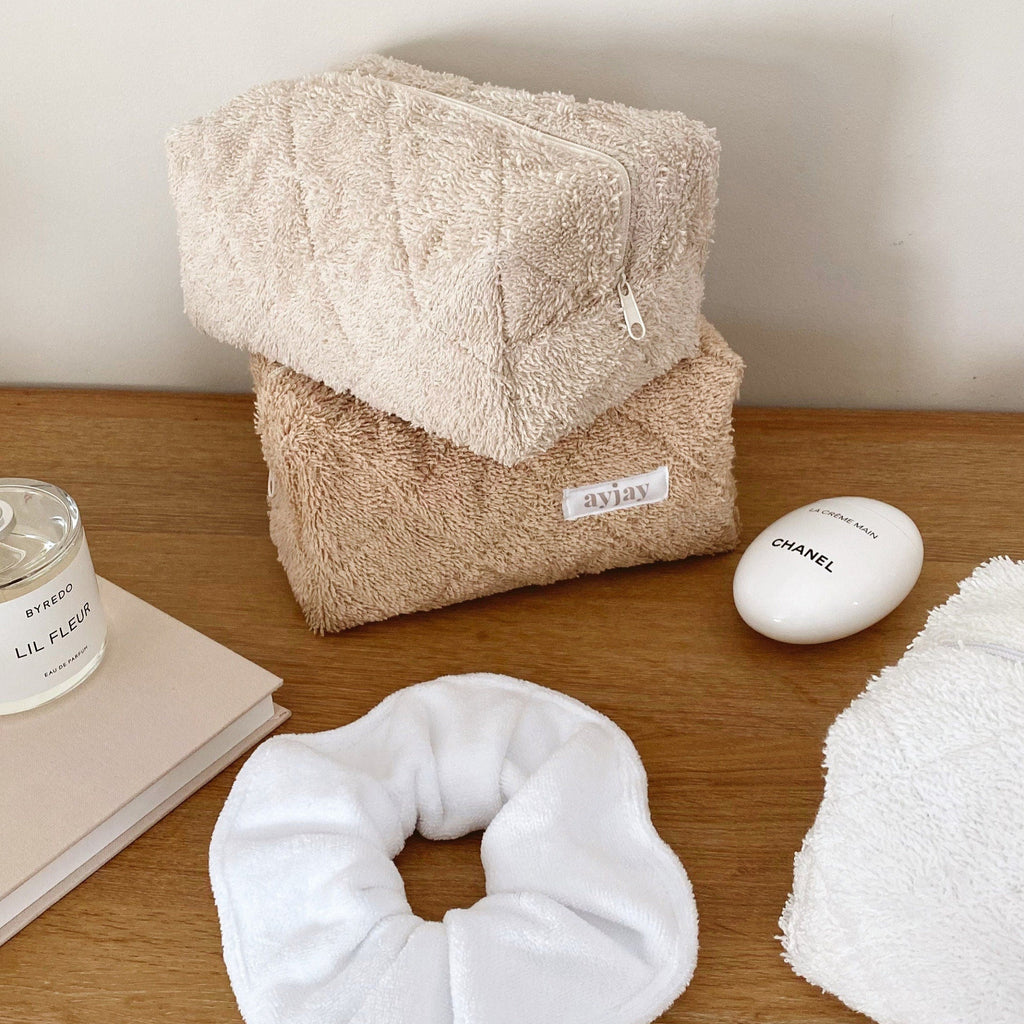 CAMEL TEDDY + FLORAL MAKE-UP BAG-AYJAY