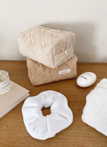 CAMEL TEDDY + FLORAL MAKE-UP BAG-AYJAY