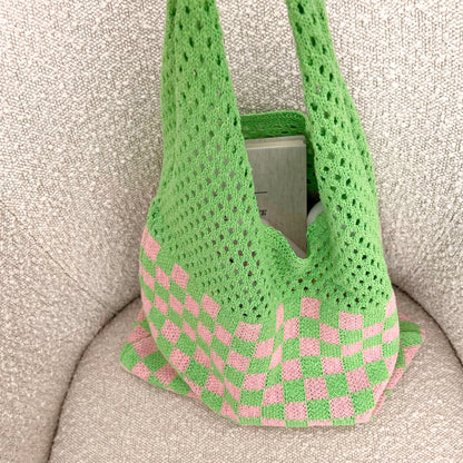 GREEN CROCHET TOTEBAG-AYJAY