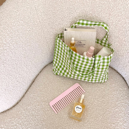 GREEN GINGHAM MINI TOTEBAG-AYJAY
