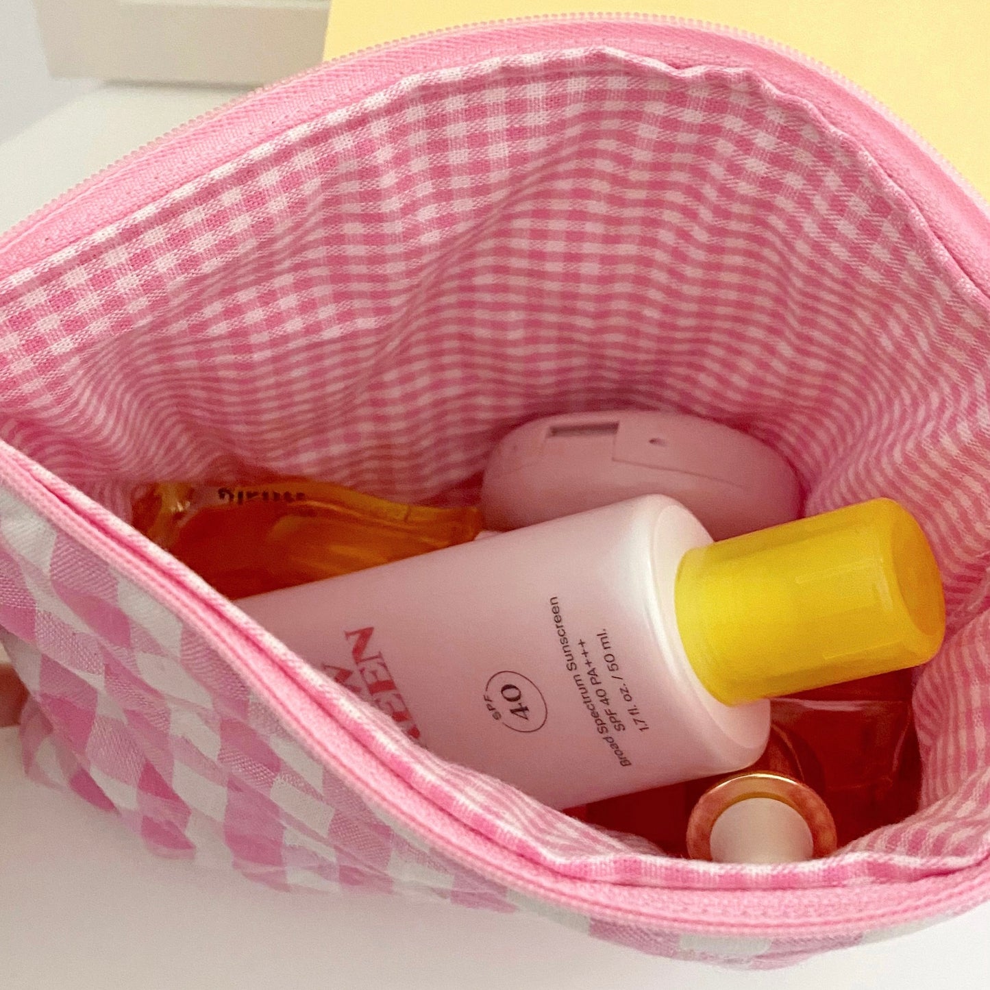 PINK GINGHAM POUCH