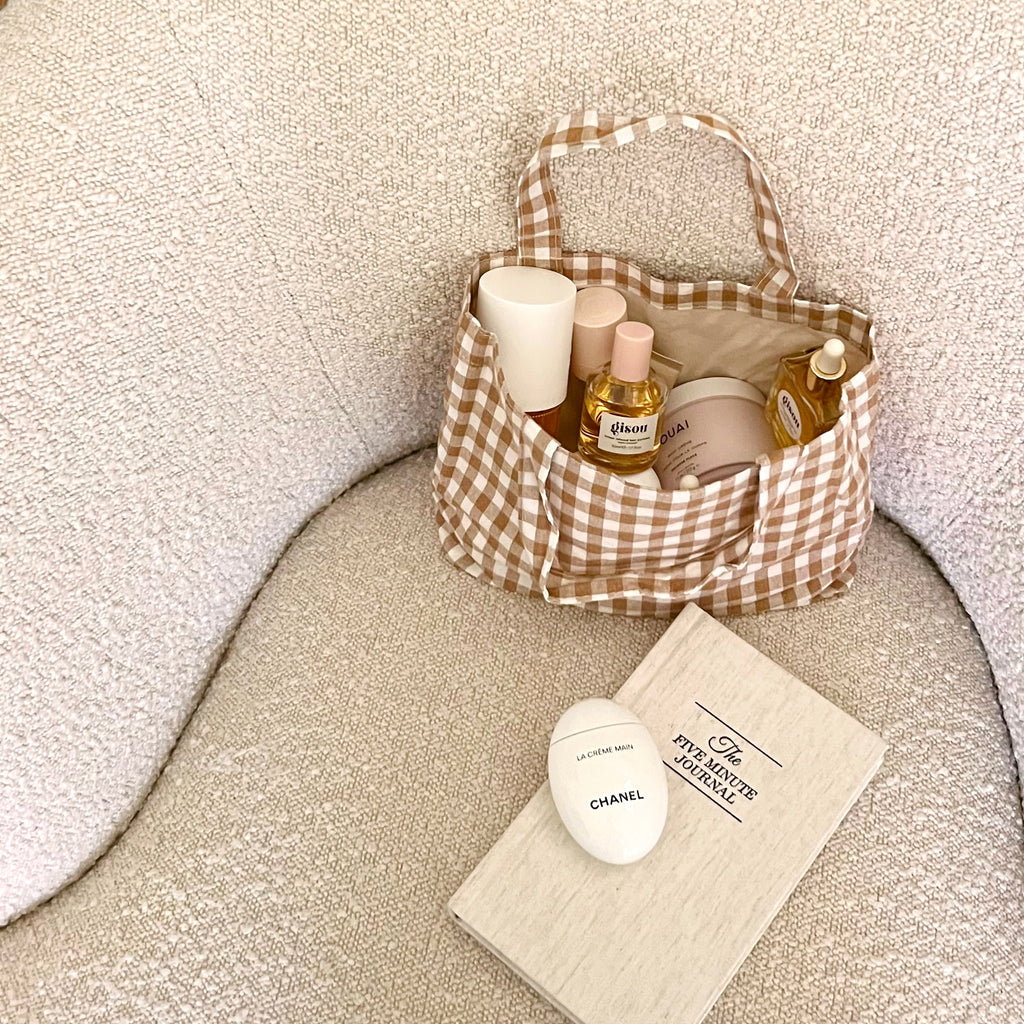 BROWN GINGHAM MINI TOTEBAG-AYJAY