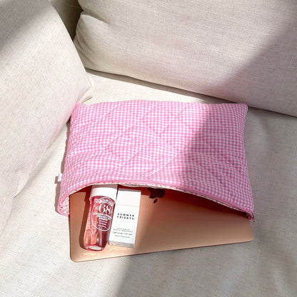PINK GINGHAM LAPTOP SLEEVE-AYJAY