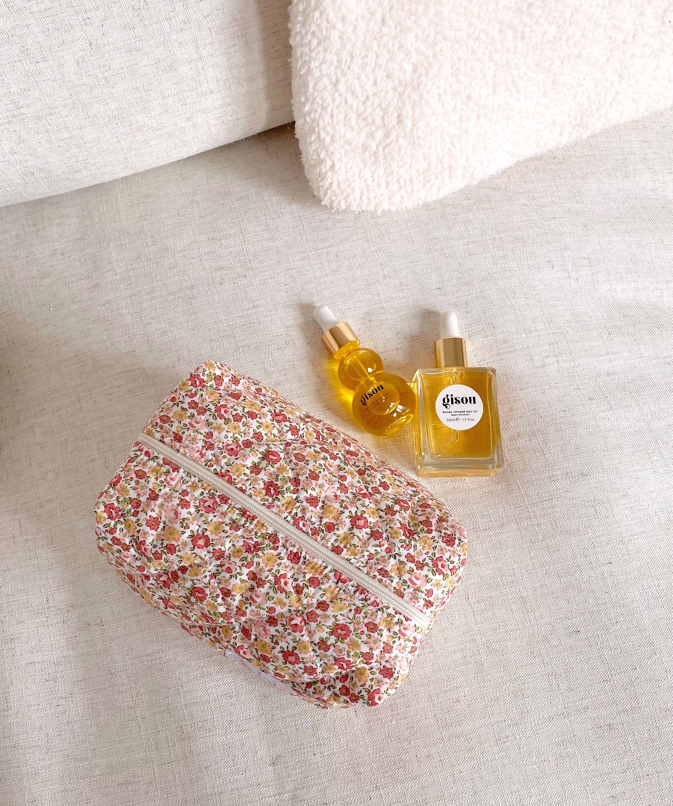 ORANGE & TAN FLORAL MAKE-UP BAG-AYJAY