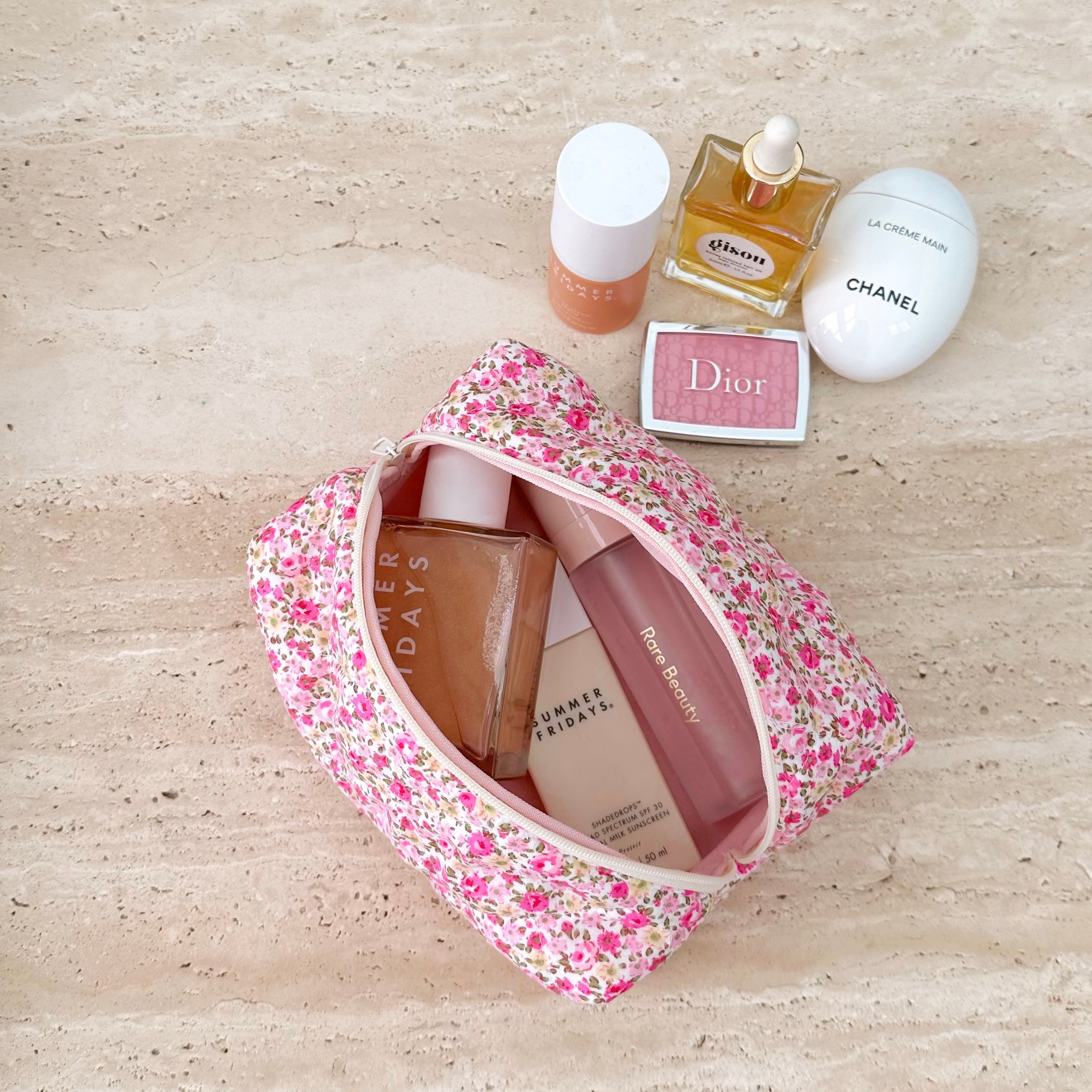 PINK FLORAL CUTE MAKEUP BAG