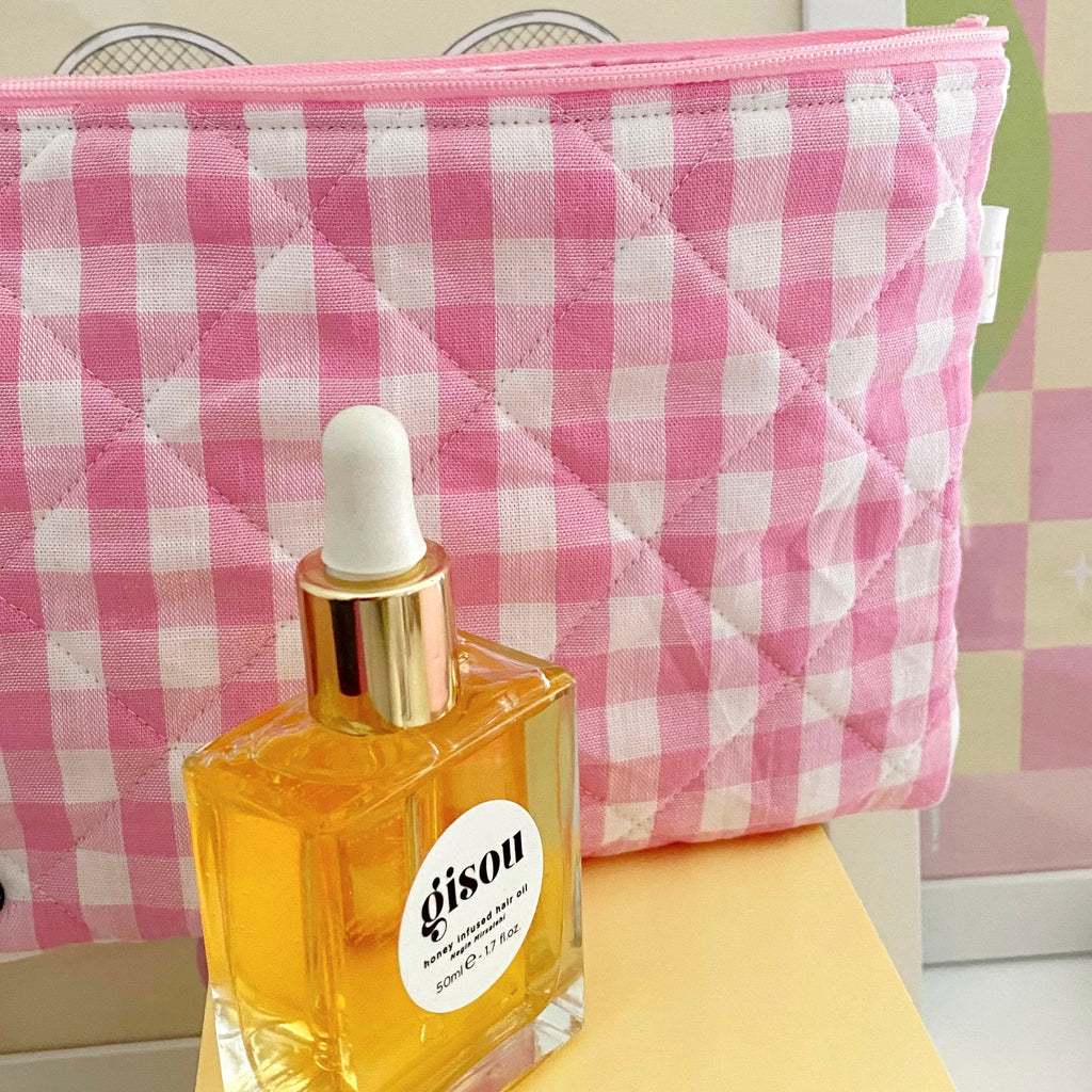 PINK GINGHAM POUCH-AYJAY