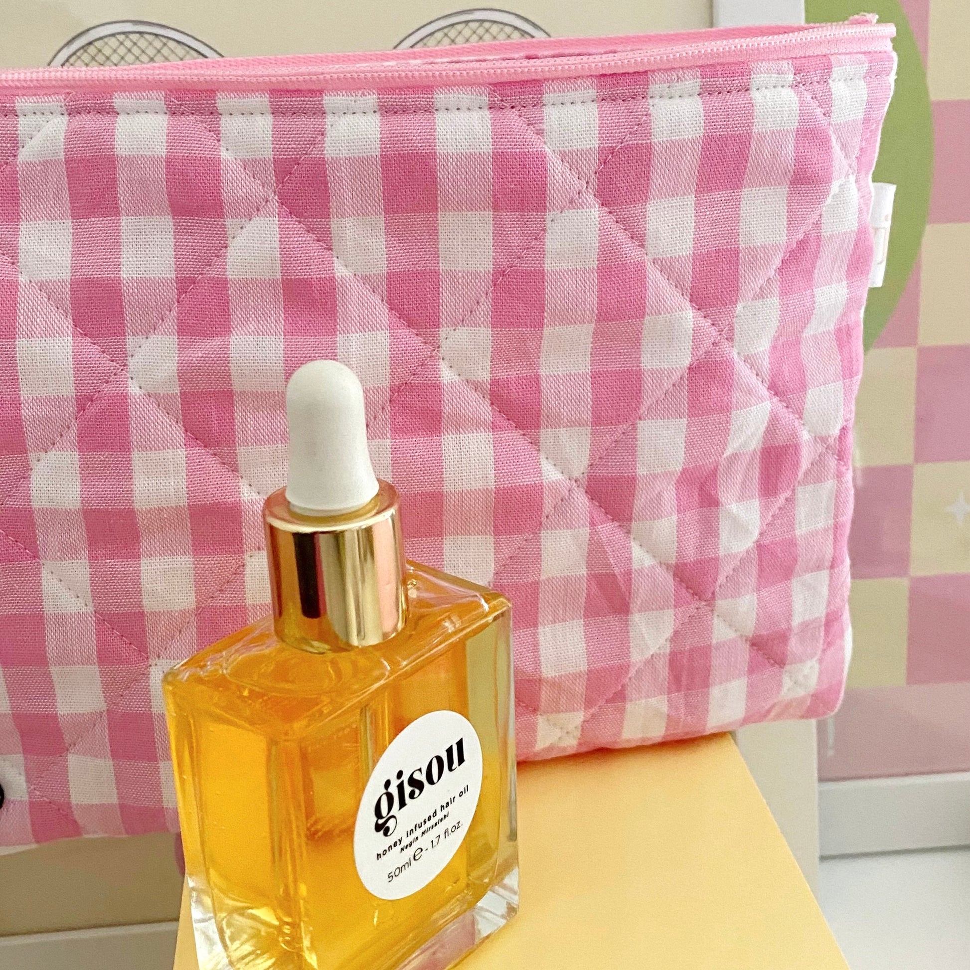 PINK GINGHAM POUCH-AYJAY