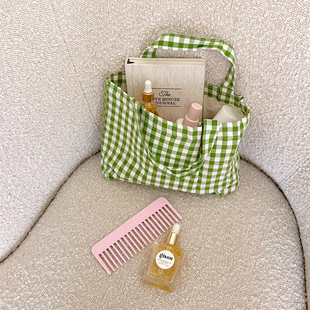 GREEN GINGHAM MINI TOTEBAG-AYJAY