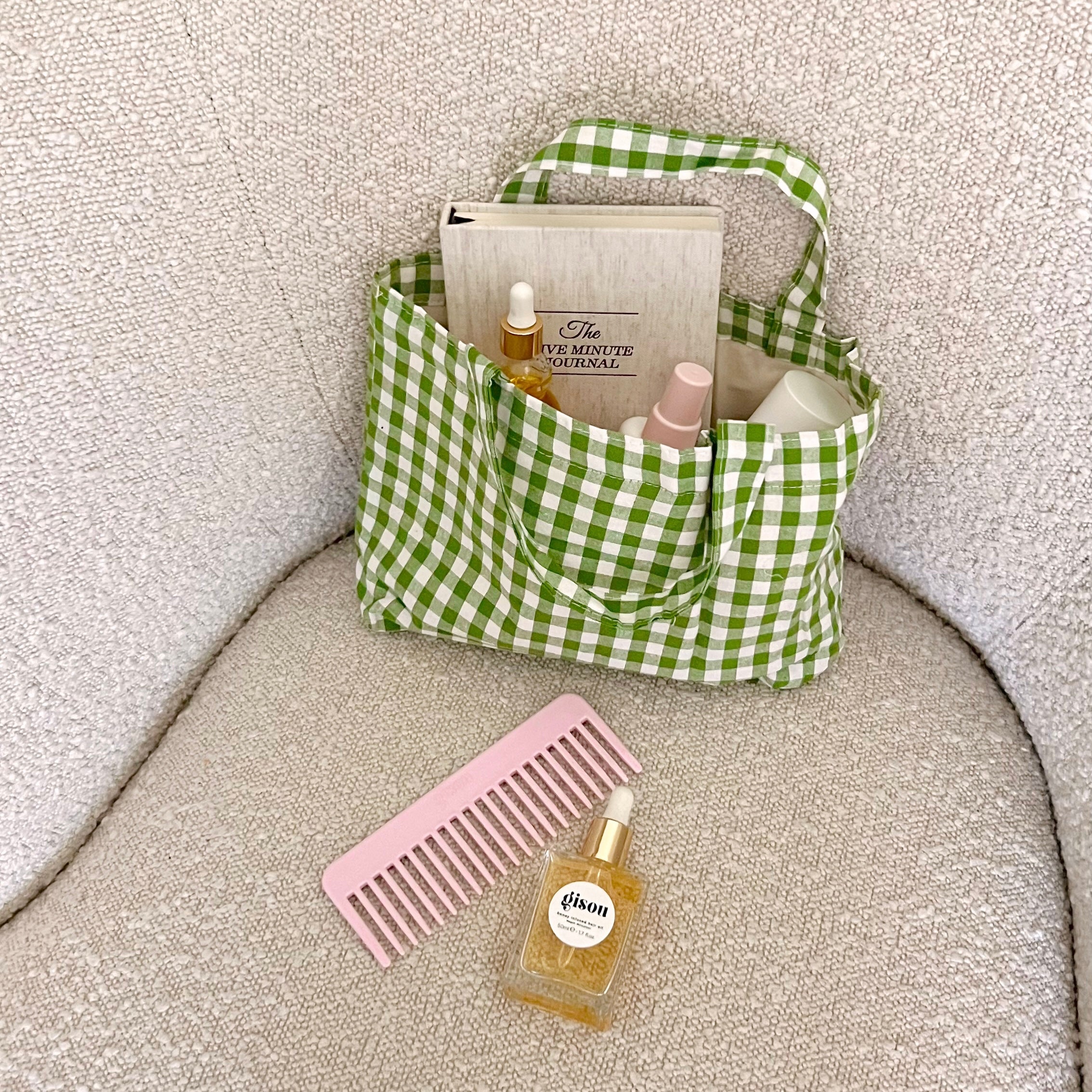 GREEN GINGHAM MINI TOTEBAG-AYJAY