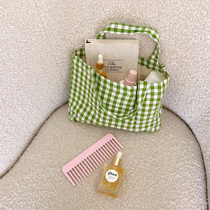GREEN GINGHAM MINI TOTEBAG-AYJAY