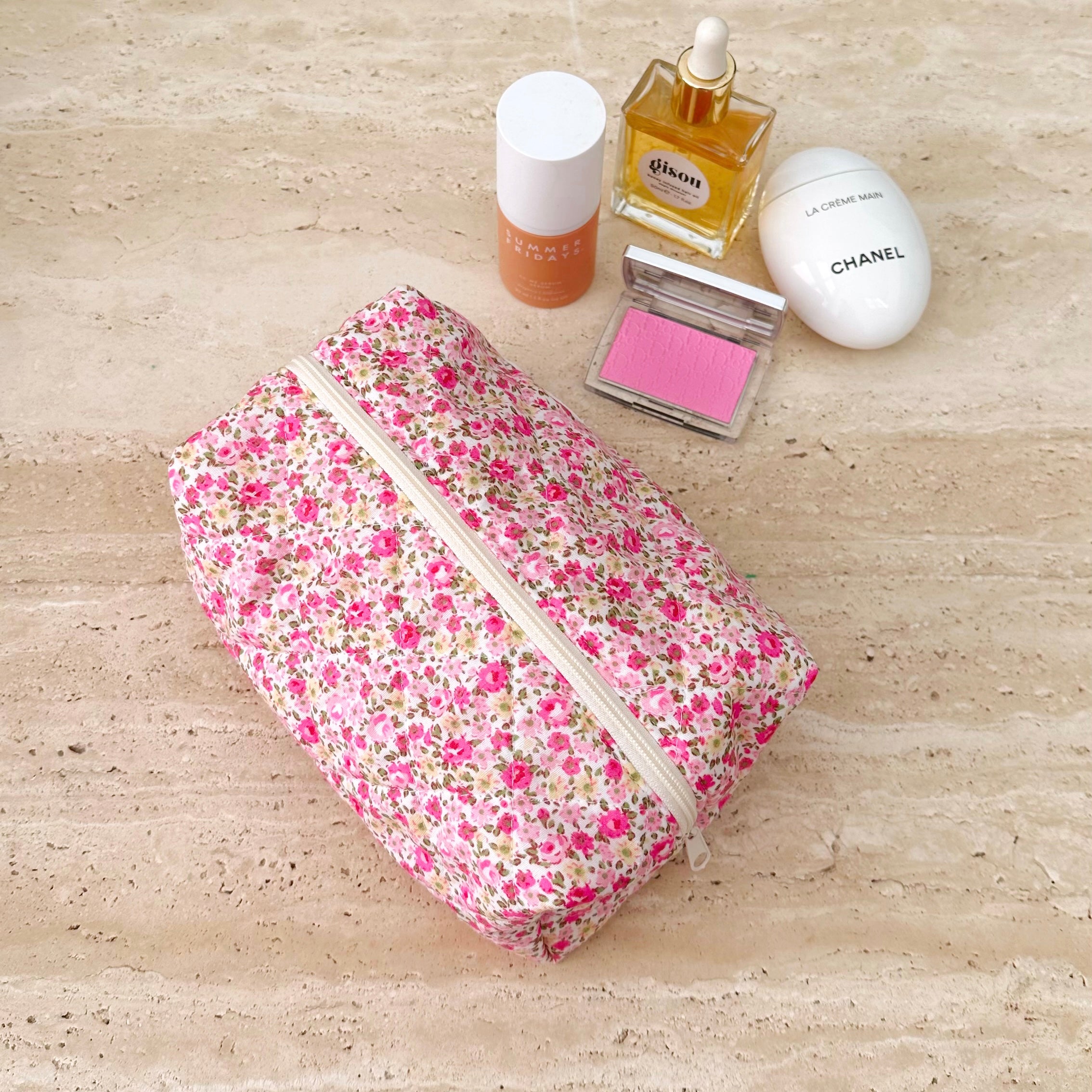 PINK FLORAL CUTE MAKEUP BAG