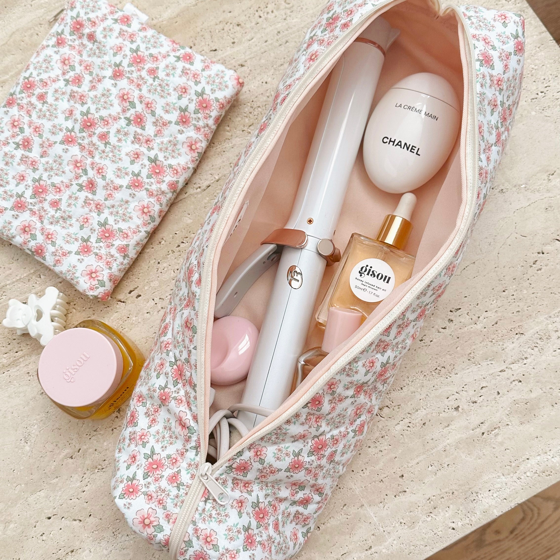 CUTE PINK FLORAL MAKEUP HAIRTOOL DYSON BAG