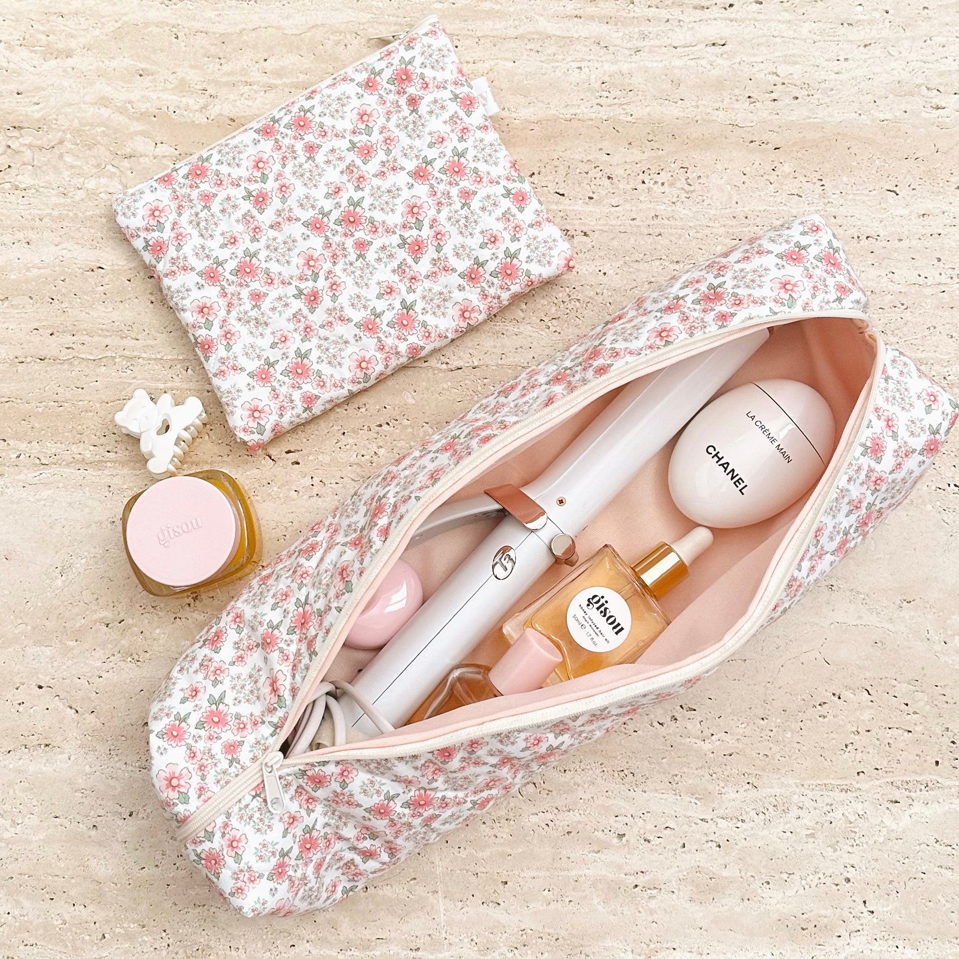 CUTE PINK FLORAL MAKEUP HAIRTOOL DYSON BAG