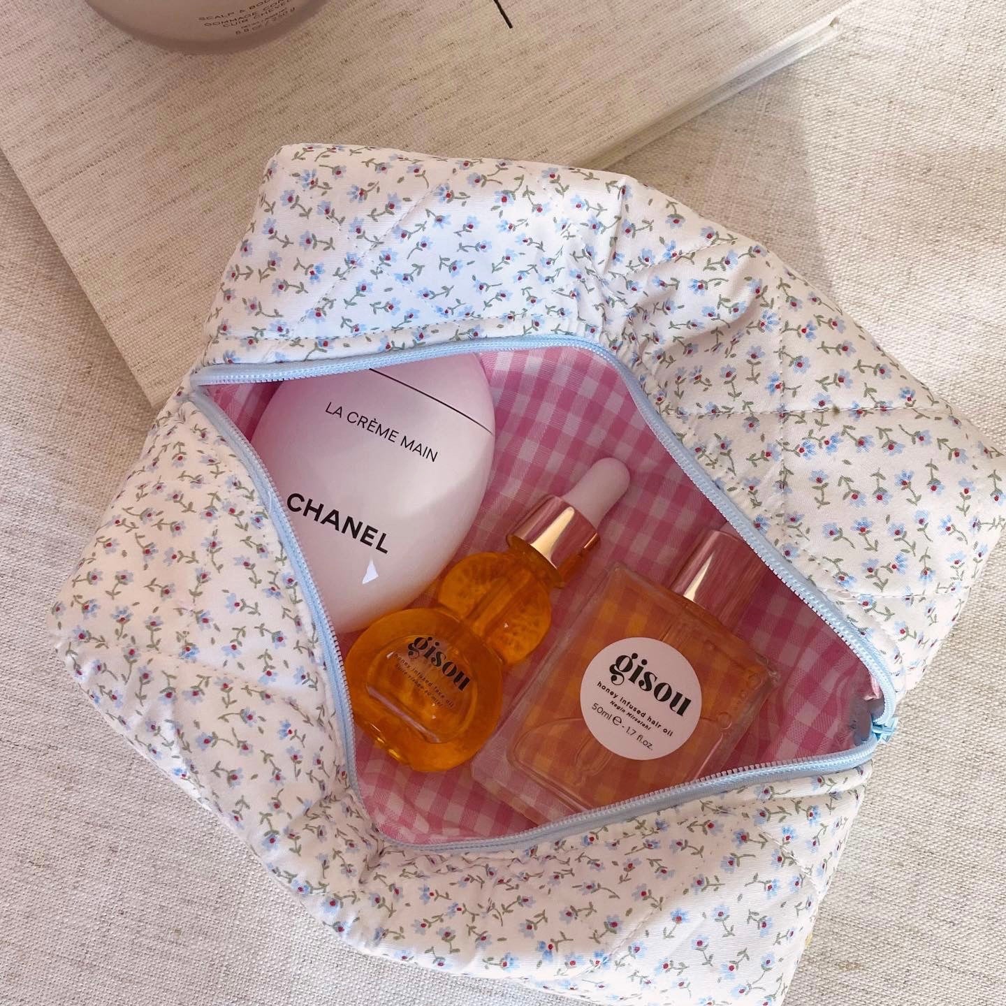 BLUE DITSY FLORAL MAKE-UP BAG-AYJAY